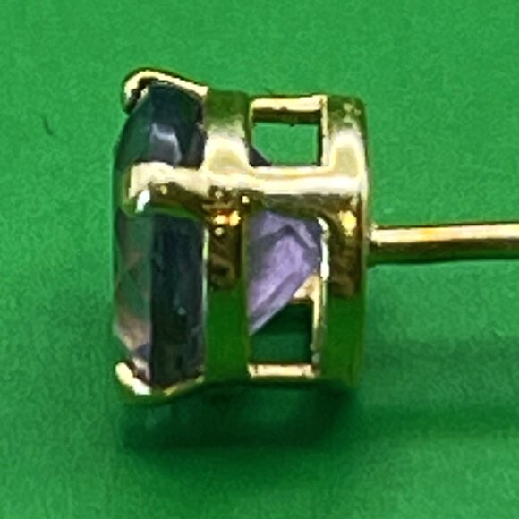 Estate 14K Gold Amethyst Stud Earrings Mexico Hallmarked Lavender Purple Jewelry - Picture 9 of 11